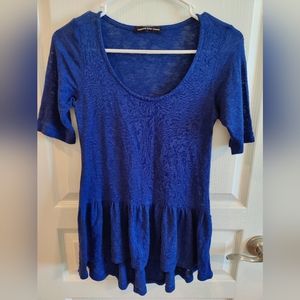 Happening In the Present Indigo Peplum Top